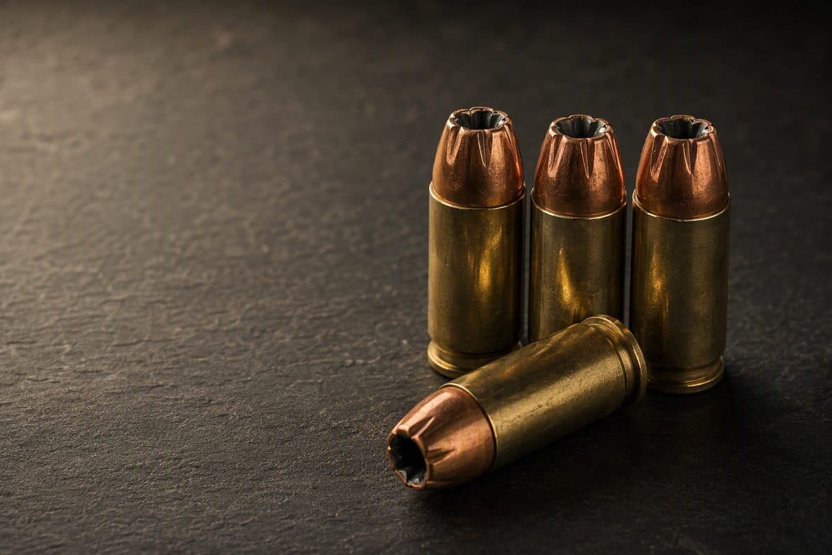 Hollow point cartridges on slate