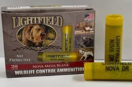 LIGHTFIELD WILDLIFE CONTROL 20GA AMMO 2.75 IN NOVA DR BLANK CONCUSSION 5RD BOX — product photograph