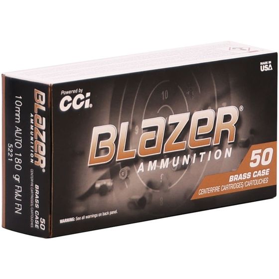 CCI BLAZER 10MM AUTO AMMO 180GR FMJ BRASS CASED 50RD BOX — product photograph