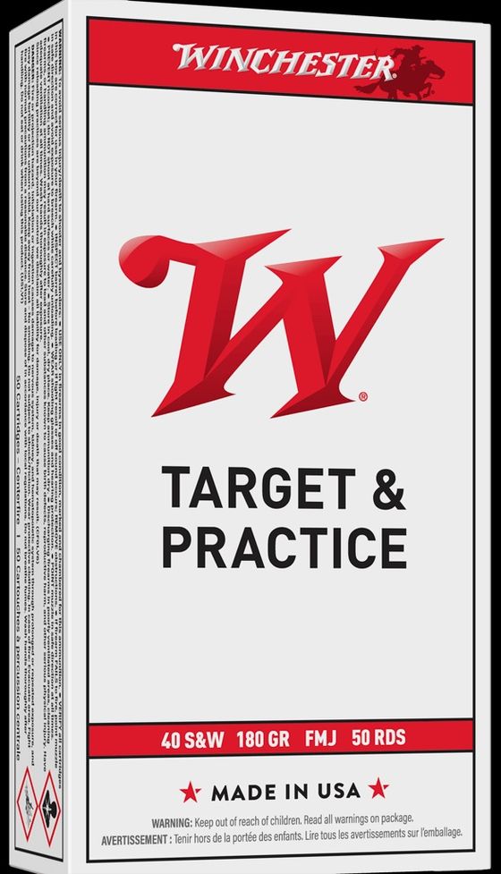 Winchester 40 S&amp;W AMMO 180 gr Full Metal Jacket (FMJ) 50RD BOX — product photograph