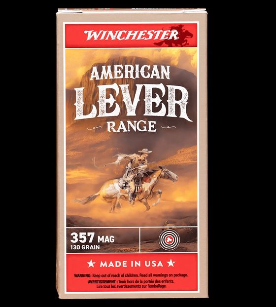 WINCHESTER AMERICAN LEVER RANGE 357 MAG AMMO 130GR FMJ BRASS CASED 50RD BOX — product photograph
