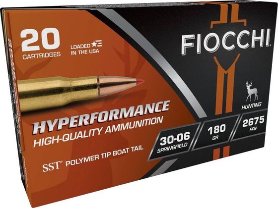FIOCCHI HYPERFORMANCE 30-06 AMMO 180GR SST BRASS CASED 20RD BOX — product photograph