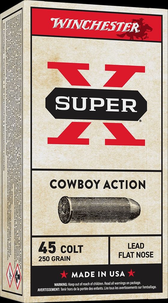 WINCHESTER AMERICAN LEVER RANGE 45 COLT AMMO 250GR LRN BRASS CASED 50RD BOX — product photograph