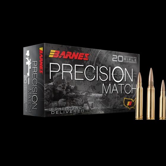 Barnes 6.5 Grendel AMMO 120gr Open Tip Match Boat Tail 30831 Precision Match 20rd Box — product photograph