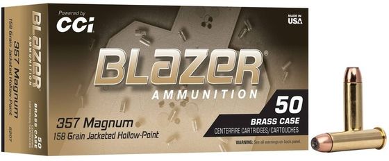 CCI BLAZER 357 MAGNUM AMMO 158GR HOLLOW POINT BRASS CASED 50RD BOX — product photograph