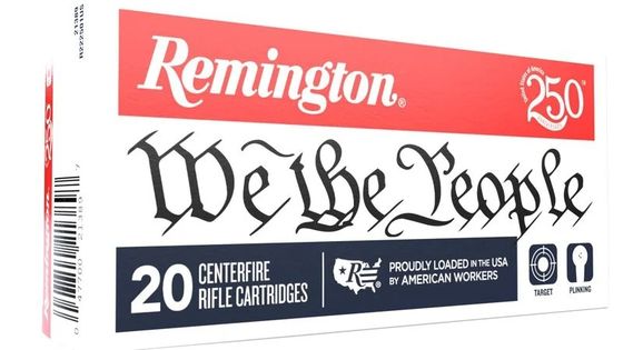 REMINGTON WE THE PEOPLE 22-250 AMMO 55GR SP BRASS CASED 20RD BOX — product photograph