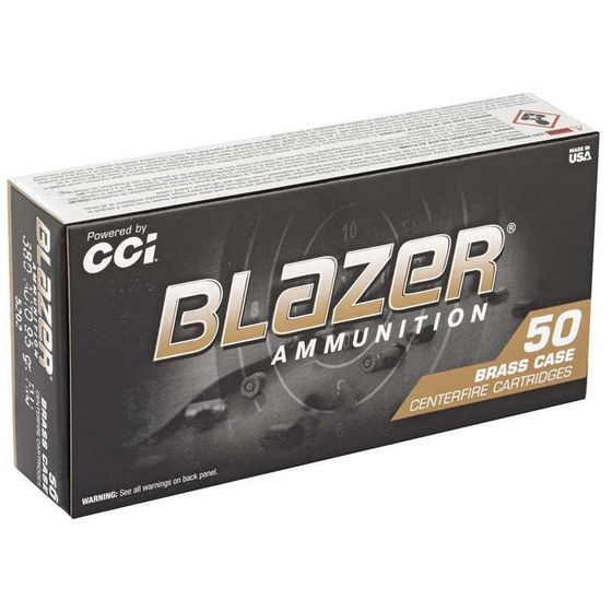 CCI BLAZER 380 AUTO AMMO 95GR FMJ BRASS CASED 50RD BOX — product photograph
