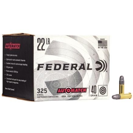 Federal AUTOMATCH 22 LR AMMO 40 gr Lead Round Nose (LRN) Champion Training AM22 325RD BOX — product photograph